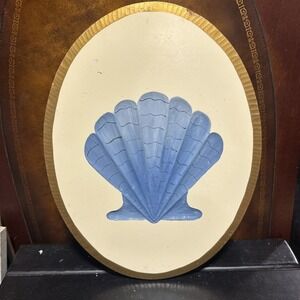 Vintage Handmade Wood OOAK Carved Seashell Hanging Wall Art
